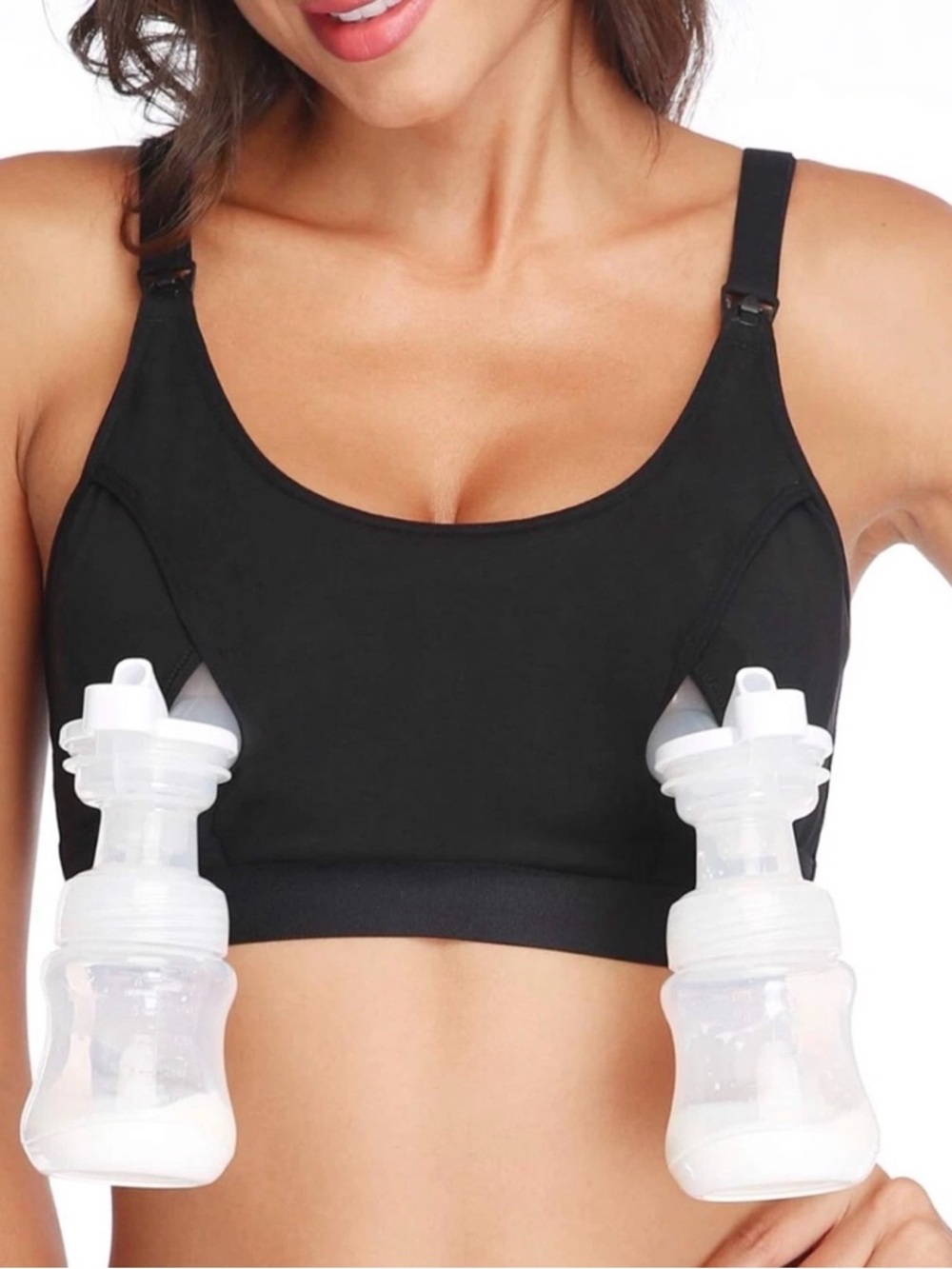 Momcozy Hands Free Pumping Bra, Nursing Bra size M black, adjustable straps NWOT - Picture 9 of 16